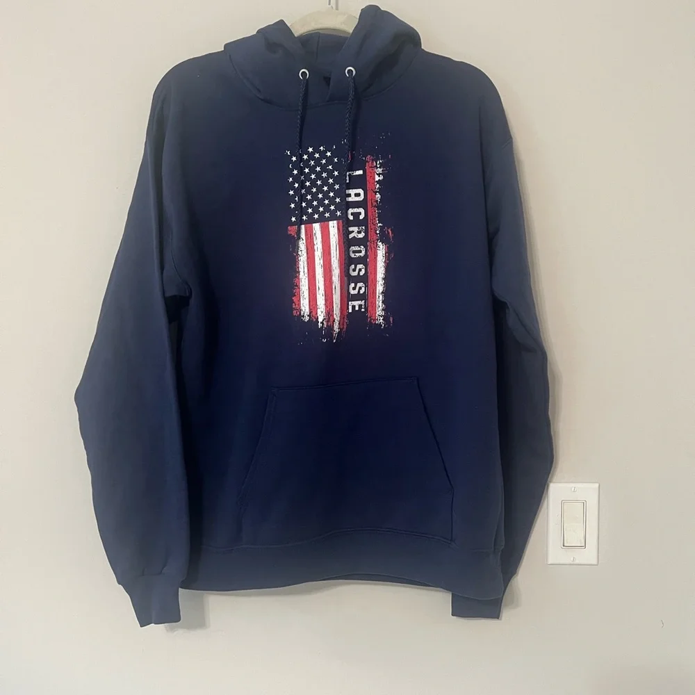 Hanes Blue Lacrosse Hoodie - Picture 4 of 8